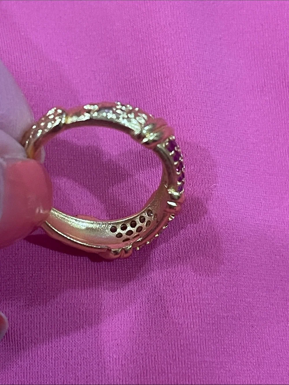 Ruby & Pavé Twisted Gold Band Ring vintage!